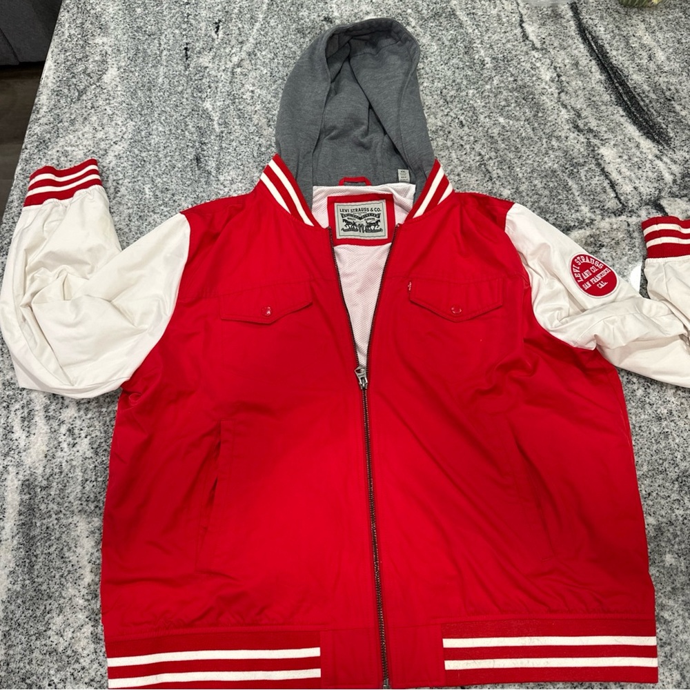 Levi's Red and White Varsity Bomber Jacket